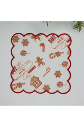 Yılbaşı Kurabiye Obje Desenli Nakış Kenar Kokteyl Peçetesi 1 Adet